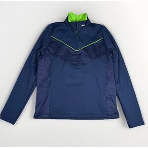 KJUS Damon Midlayer Half-Zip Men's Size Small Blue Polyester Wool Golf Pullover